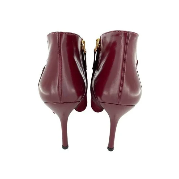 Longchamp Burgundy Red Suede Stiletto Ankle Boot Leather 38.5 New $630